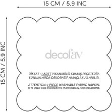 Decofav Maximalist Çita Flamingo ve Tropikal Tasarımlı Nakış Kenar Kumaş Kokteyl Peçetesi 1 Adet