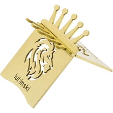 Lubinski New Lion Özel Işleme Motifli Puro Sehpası Gold Lion-2