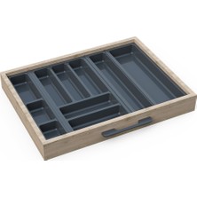 Mutfak Çekmece Içi Düzenleyici, Kaşıklık 64CM x 48CM Yanlar ve Boydan 4cm Kesilebilir, Antrasit
