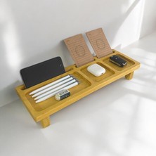 Masaüstü Organizer Ahşap, Telefon Tutucu, Masaüstü Düzenleyici, Kalemlik Organizer - Çam
