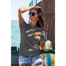 Zestia Unisex T-Shirt, Bear Beer Tasarım Baskılı, Regular,  Pamuk, Antrasit T-Shirt NO:00207