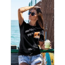 Zestia Unisex T-Shirt, Bear Beer Tasarım Baskılı, Regular,  Pamuk, Siyah T-Shirt NO:00207