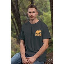 Zestia Unisex T-Shirt, Bear Beer Tasarım Baskılı, Regular,  Pamuk, Siyah T-Shirt NO:00207