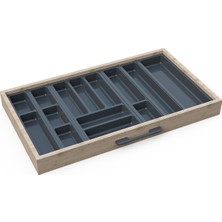 Mutfak Çekmece Içi Düzenleyici, Kaşıklık 84CM x 48CM Yanlar ve Boydan 4cm Kesilebilir, Antrasit