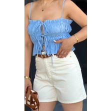 Oslove Ekru Denim Şort