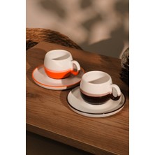 El Yapımı Seramik 2'li Türk Kahvesi Fincan Seti | 100 ml | Seramik | 4 Parça