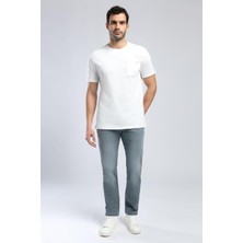 Lee Cooper Vincent Erkek %100 Pamuk O Yaka T-Shirt Ekru