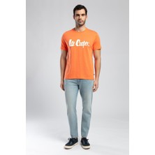Lee Cooper Londonlogo Erkek %100 Pamuk O Yaka T-Shirt Oranj