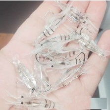 Tabaş Kanca ile Parlayan Silikon Karides Balıkçılık Yemi seti 10 Adet  - 5 cm Gece Balıkçılığı ve Tuzlu Su Balıkçılığı Için Mükemmel - Balıkçılar Için Dayanıklı ve Gerçekçi Yem Seti