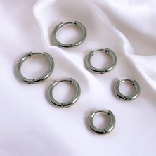 Velora Halka Model Çoklu Kararmaz Üç Çift Çelik Küpe Set