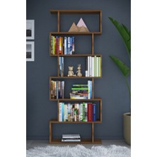 Dekorfim DF07101BR 6 Raflı Tek Modül Zigzag Kitaplık Çalışma Odası Ofis Kitaplık