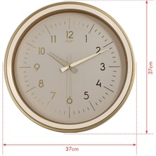Gold Kasa Krem Çerçeve Duvar Saati 37  cm