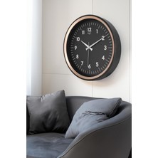 Siyah Kasa Bakır Çerçeve Duvar Saati 37  cm