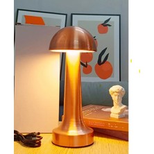 Uzm Light Horoz Masa Lambası 3 Renk Şarjlı Mantar Tip 60LM 23 x 10MM Type-C ( Gövde Renk Bakır ) ( Avıva 3cct Lizbon )