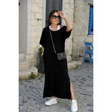 Qimya Butik Kadın Içi Ekstra Atletli Viskon Penye Salaş Elbise