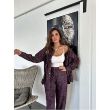 Qimya Butik Egzotik Asortik Kadın Batik Desenli Premium Tasarım Tunik Pantolon Ikili Takım