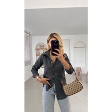 Qimya Butik Bebe Plus Kadın Premium Kalite Klasik Süet Gömlek