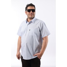 Tousus Kısa Kol Açık Mavi-Beyaz Pamuk Erkek Gömlek KK-8049-TSS