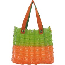 Louisiana Polo Kadın Plaj Çantası Turuncu Yeşil Şişme Omuz Çanta Plj03