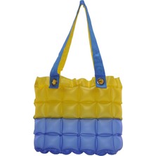 Louisiana Polo Kadın Plaj Çantası Sarı Lacivert Şişme Omuz Çanta Plj02