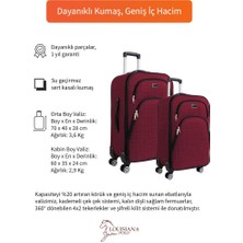 Orta ve Kabin Boy Valiz Seti 4 Teker Kumaş Valiz Bordo 1081