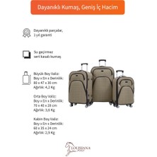 3'lü Valiz Seti 4 Teker Kumaş Valiz Bej 1081