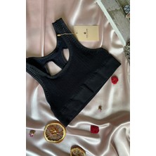 Intive Lingerie Harlow Kadın Seamless Dikişsiz Siyah Arkası Detaylı Sporcu Sütyeni