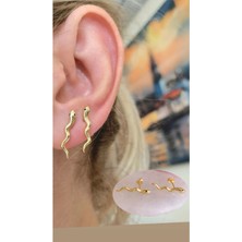 925 Ayar Gümüş Yılan Küpe - 1 Çift