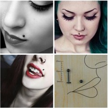 %100 316 L Cerrahi Çelik Top Uçlu Labret Pıercıng-Top Çapı 3mm-Bar Uzunluğu 8mm-1 Adet