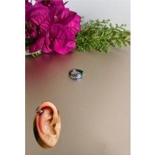 Tüylü Pirinç Siyah Halka Sıkıştırma Piercing / Earcuff /orbital / Helix - 1 Adet