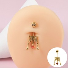%100 316 L Cerrahi Çelik Uzaylı Iskelet Belly Piercing /göbek Piercingi - 1 Adet - Bar Kalınlığı 1mm