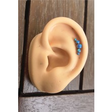 %100 G23 Titanyum Beş Mavi Opal Taşlı Kıkırdak Piercing- 1 Adet