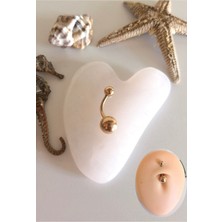 %100 Cerrahi Çelik Gold Göbek Piercingi /belly Piercing - Bar Uzunluğu 10mm - 1 Adet