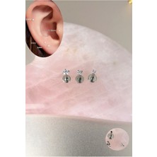 Bylin %100 Cerrahi Çelik Mini Tek Taş Piercing Set - Taş Çapı 1,5mm, 2mm, 2,5mm- 3 Adet/Bar boy: 6mm/