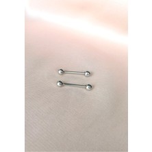 Cerrahi Çelik Memeucu/nipple Piercing-Bar Uzunluğu 12mm-Bar Kalınlığı 1,2mm-(ince)(1 Çift)