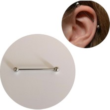 Bylin Cerrahi Çelik Köprü Piercing / Endüstriel Piercing -Bar uzunluğu : 36 mm, Kalınlık 1,6mm- 1 Adet