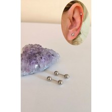 Bylin 316 L Cerrahi Çelik Unisex Piercing Küpesi / Halter - 2 Adet (Bar Uzunluğu 6mm) - Top Çapı 5 mm