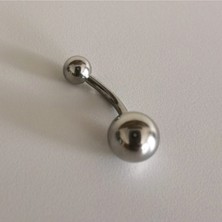 %100 316 L Cerrahi Çelik Göbek Piercing-Bar Uzunluğu 10mm- 1 Adet