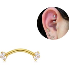 %100 316 L Cerrahi Çelik Zirkon Taşlı Rook Piercing - Bar Uzunluğu 6mm ( En Kısa)