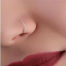 Bylin Sıkıştırma Fake Halka Hızma Piercing 925 Ayar Gümüş İnce ve Zarif Kadın Aksesuar