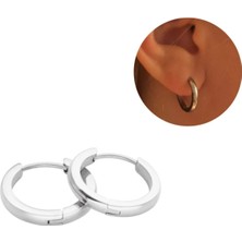 Unisex Gümüş Cerrahi Çelik Halka Küpe Çap 16 mm Kalınlık 2,5 mm