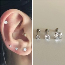 Bylin %100 316 L Cerrahi Çelik Üçlü Piercing Set - Bar Uzunluğu 6 mm// 3 adet
