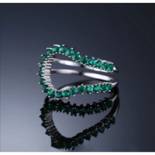 925 Ayar Gümüş Yeşil Taşlı Yüzük - Ölçüsü Ayarlanabilir