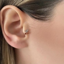 Cerrahi Çelik Barlı Helix Tragus Kiraz Piercing - Bar Uzunluğu 6 Mm, Bar Kalınlığı 1 mm