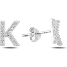 Zirkon Taşlı K Harf Küpe