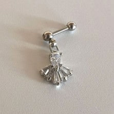 Cerrahi Çelik Barlı Yelpaze Piercing - Bar Uzunluğu : 6 Mm- 1 Adet