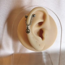 Cerrahi Çelik Barış Zincirli Piercing - Bar Uzunluğu 8 mm - 1 Adet