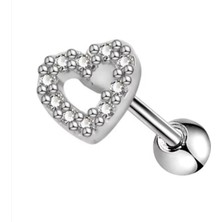 Bylin 316 L Cerrahi Çelik Gümüş Renk Kalp Piercing 1 Adet Nikel Free Bar Uzunluğu 6mm