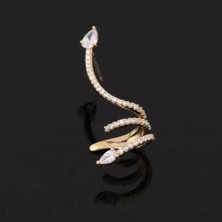 Gold Zirkon Taşlı Yılan Küpe - Sağ Kulak Için
