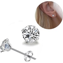 925 Ayar Gümüş Tek Taş Küpe 1 Çift